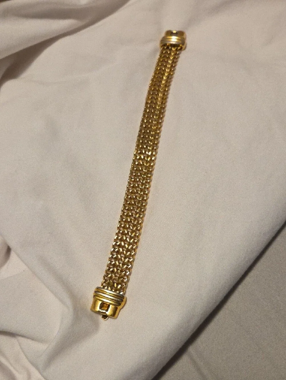 Vintage Monet Gold Toned Multi-Row Mesh Bracelet - Picture 5 of 6